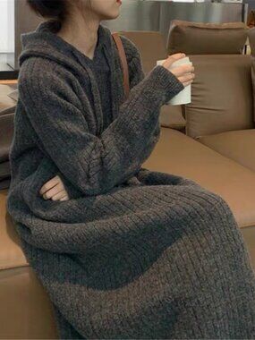 Women's Loose Slimming Knitted Pullover Sweater Dress